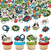 Ercadio 40 Pack Edible Game Cupcake Toppers Game On Level Up Cupcake Picks Game Happy Birthday Cupcake Picks for Game Theme Baby Shower Birthday Party Cake Decorations Supplies