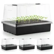 4-Pack Seed Starter Trays with Grow Lights & Humidity Domes for Indoor Gardening