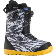 Burton Mens Swath Boa Boot 2025 in Black, Zebra/goldenrod