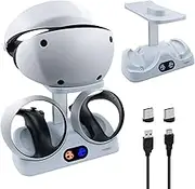 Mcbazel Fast Charging Stand for PS VR2 Controller,with LED Indicators Headset Stand and Controller Mount, Magnetic Connector, USB to Type-C Cable Dual Charger Dock Station