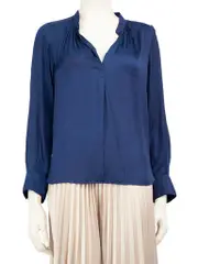 Blue V Neck Blouse