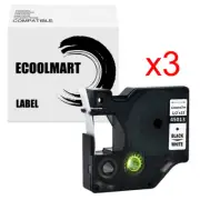 3PK Black on White Label 45013 Compatible Dymo D1 Tape 30m x 7m LabelManager