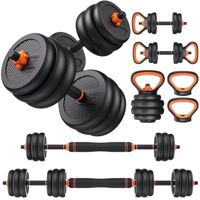 FEIERDUN Adjustable Dumbbells 45lbs Free Weight Set with Connector 4 in1 Dumb...