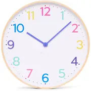 Clocksicle Silent Wood Wall Clock, Neon Rainbow, 50cm