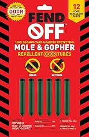 Luster Leaf Fend Off Mole and Gopher Organic Odor Tubes, White, 12 Pack