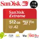 Sandisk Extreme MicroSDXC V30 A2 512G 512GB 190MB 記憶卡 公司貨