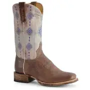 Women's Roper Az Aztec Leather Boots Handcrafted Tan