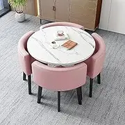Modern Round Dining Table Set for 4 Coffee Table and Chair Combo for Balcony Living Room Multi functional Furniture for Kitchen Coffee Office Stylish and Compact (Style 17 80 * 80 * 75cm)