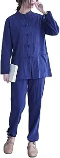 [generic] Kung Fu Uniform Tai Chi Clothes Martial Arts Suit Yoga Clothing Suit Women's Training Clothing Tai Chi Boxing Clothing Chinese Style Meditation Suit,Blue-XL