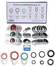 A/C O Ring Kit,Car Accessories Gasket,O Ring Assortment Kit,AC O Ring Kit,60pcs AC Seal Kit,A/C Compressor Seal Kit,Automotive Replacement Seal Gasket,AC Gasket Kit