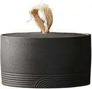 Kitchen Container Rough Pottery Tea Canister With Lid And Carrying Handle Household Vintage Sealed Tea Bin For Loose Tea(Black)