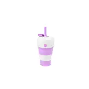 450ml Creative Silicone Coffee Cup with Straw Folding Cup Water Cup Sports Travel Bottle-Purple