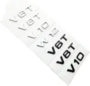 NPZPTFVFNR Letter Number Emblem V6T V8T V10 W12 Car Styling Side Rear Trunk Badge Logo Sticker Fit for Audi A4L A5 A6L A7 A8L TT RS7 SQ5(Glossy Black,V10)