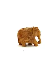 Handcrafted 8"single log White Cedar Royal Dress Carving Elephant