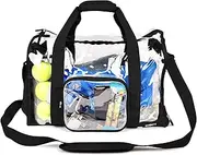 TXSN Large Clear Backpack, Heavy Duty Transparent PVC Backpack See Through Bag, GYM Black