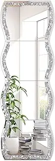ZOLAPI Full Length Wall Mirror,Wave Pattern Irregular Crushed Diamond Body Mirror,Set of 4pcs Mirror Tiles,11x15 inch.Dressing Mirror，Make Up Mirror，Gym for Decor, Door.