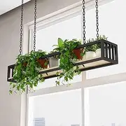 Ceiling Shelf Floating Shelves Kitchen Storage Wine Rack,w/Solid Wood Board and Iron Frame Plant Railing Shelf for Bar Flower Shop Balcony(60x25x15cm)