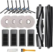 18pcs Replacement Accessories Set for Ecovacs Deebot X2/ X2 Omni / X2pro / DEX86 Vacuum Cleaner Spare Parts, 1 Main Brush, 1 Rubber Brush, 6 Side Brush, 4 Hepa Filters, 4 Mop Pads, 2 Cleaning Brush