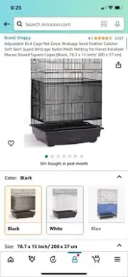 Bird cage net cover seed catcher nylon mesh netting, black, 78.7 x 15 inch