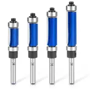 4 Pack Top and Bottom Bearing Flush Trim Router Bits Set 1/4" Shank Flush Trim