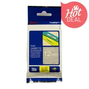 Genuine Brother TZe-MQL35 12mm x 5m White-on-Light-Gray Luminated Label Tape