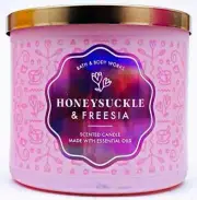 Bath & Body Works HONEYSUCKLE FREESIA 3-Wick Scented Candle 14.5 oz NEW