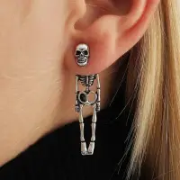 在飛比找蝦皮購物優惠-耳環 韓版 時尚 仿真人體骨架可拆卸耳釘鬼情侶萬圣節耳飾品骷