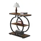 Narrow End Table with O-Shaped Geometric Base Vintage Industrial Sofa Chair