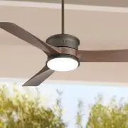 54" Key West Modern Indoor Outdoor Ceiling Fan LED Light Remote Bronze Walnut