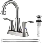 Swivel Spout 2-Handle Lavatory Faucet Brushed Nickel Bathroom Sink Faucet with M