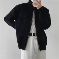 在飛比找ETMall東森購物網優惠-韓國簡約原宿半高領毛衣拉鏈開衫
