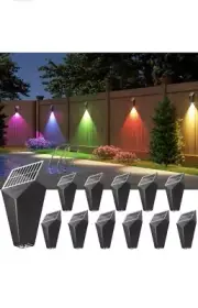 JACKY LED 8 Pack Solar Fence Lights with Warm & RGB LEDS