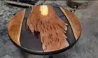 clear epoxy table top, wood dining table, handmade table , resin river table