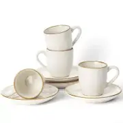Ocean Espresso Cups with Saucers Set of 4 3.34oz Espresso Cup Vanilla White