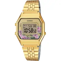 在飛比找momo購物網優惠-【CASIO 卡西歐】電子女錶 不鏽鋼錶帶 玫瑰花樣 防水 