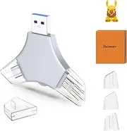 USB 3.0 Flash Drive 64gb for iPhone, 3in1 External Memory Picture Keeper Storage Stick for Photo/Video/Data Saver/Backup, V8.99High Speed Thumb Drives for iPhone/iPad/Android/PC - Linen-White