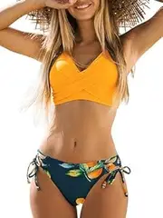 [Generic] Two-piece swimsuit Women's Bikini swimsuit, front cross tieck