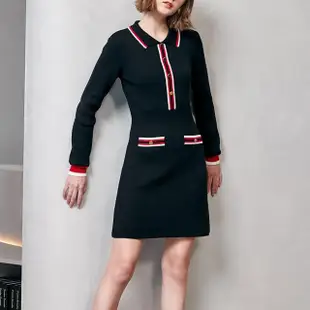 【H2O】時尚運動風Polo領配色針織短洋裝 #2650007