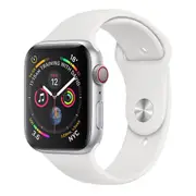 Apple Watch 40mm S4 (Cellular) - Silver Al Case w/ White Sport Band [Refurbished] - Excellent