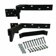 Black Powder Coated Rising Gate Hinges Left Side Heavy Duty with Support Bracing
