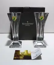 *NEW* Waterford Crystal CLARION (2002-2017) 2 Candle Sticks 6" NIB Made iRELAND