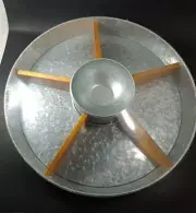 Serving Tray, Partitioned Galvanized Farmhouse Modern Vegetable Chip Dip Tray