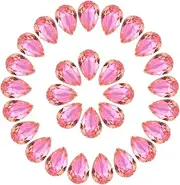 uxcell 48 Pcs 3D Teardrop Rhinestones Diamond Nail Charm Crystal Pointback K9 Glass Rhinestones Crystal Gems for Jewelry Making, Craft, 8x12mm, Dark Pink
