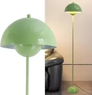 Alpinaluz Green Steel Floor Lamp with Domed Shade - Scandinavian Retro Design - Indirect Down Lighting - E27 Socket - Foot Switch - Living Room or Bedroom