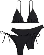 [Generic] Tanning Bikini for Women Women 3pc Bandeau Bandage Bikini Set Push Up Brazilian Swimwear Beachwear Swimsuit Sexy Bikiniwear Swimsuits for Girls Bikini 12-10 Sunflower