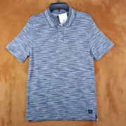 PAUL SMITH Mens Polo Shirt XS Blue Stripe Collared Structured Knit Space Dye