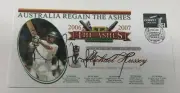 MICHAEL HUSSEY SIGNED AUSTRALIA ENGLAND ASHES WHITE WASH ENVELOPE - BRADMAN MCG