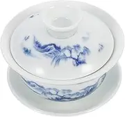MOLUCKFU Ceramic Tea Cup Chinese Tea Bowl Set Kung Fu Tea Service Mini Size for Home or Office Use