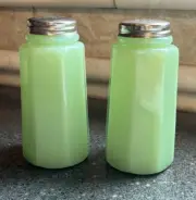 Mosser Glass Paneled Salt and Pepper Shakers - Jadeite Green BRAND NEW