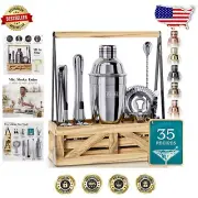 All-In-One Bartending Kit with 35 Drink Recipes - Perfect Gift for Entertainers
